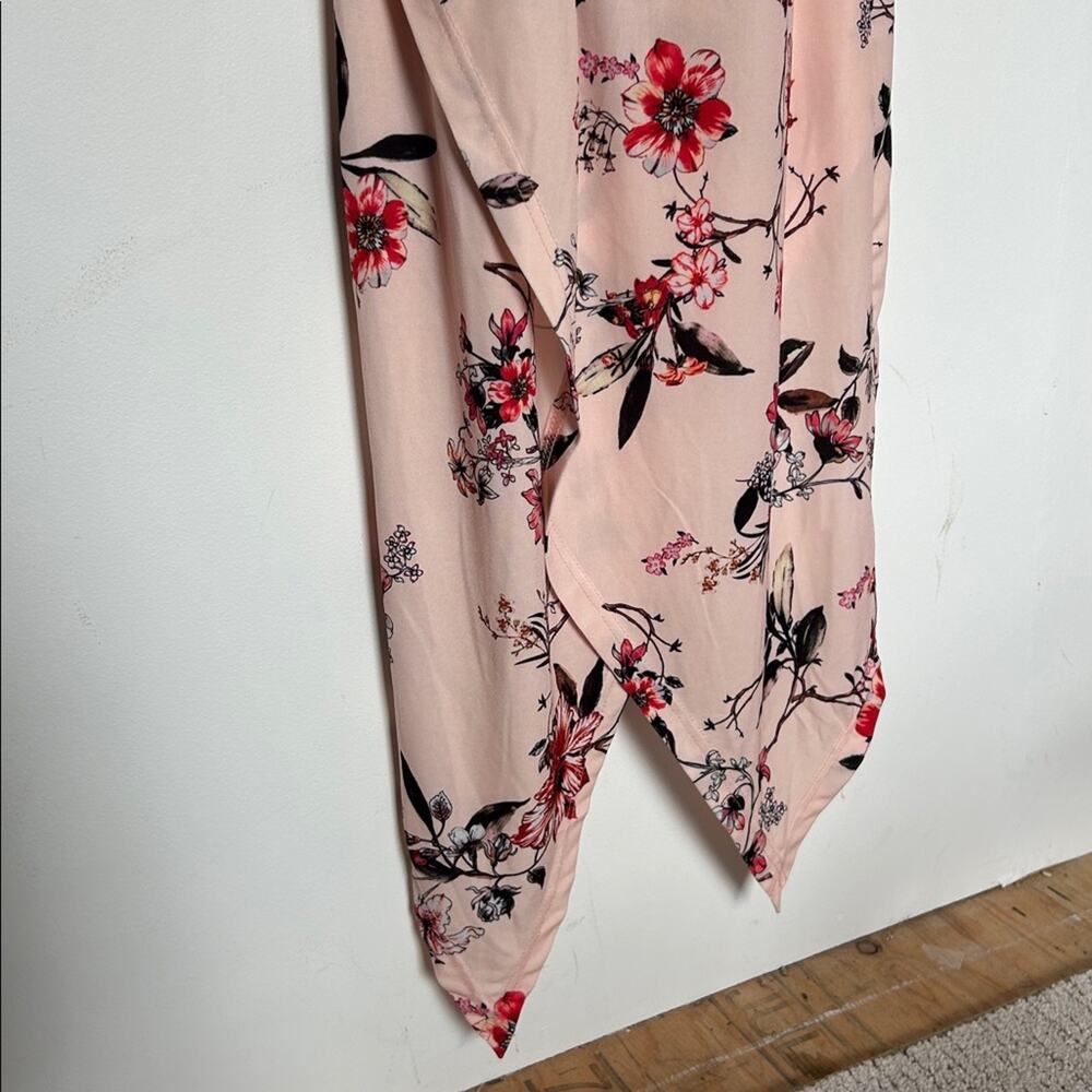 Venus Floral Pink Wrap Dress Sexy V- Neck Slit dress Size Small - Picture 4 of 9